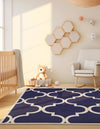 Lattice Gardens Collection Area Rug -  Espaliera Square Navy Blue  lifestyle 86