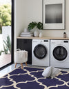 Lattice Gardens Collection Area Rug -  Espaliera Square Navy Blue  lifestyle 91