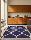 Lattice Gardens Collection Area Rug -  Espaliera Square Navy Blue  lifestyle 95
