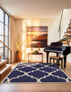 Lattice Gardens Collection Area Rug -  Espaliera Square Navy Blue  lifestyle 110