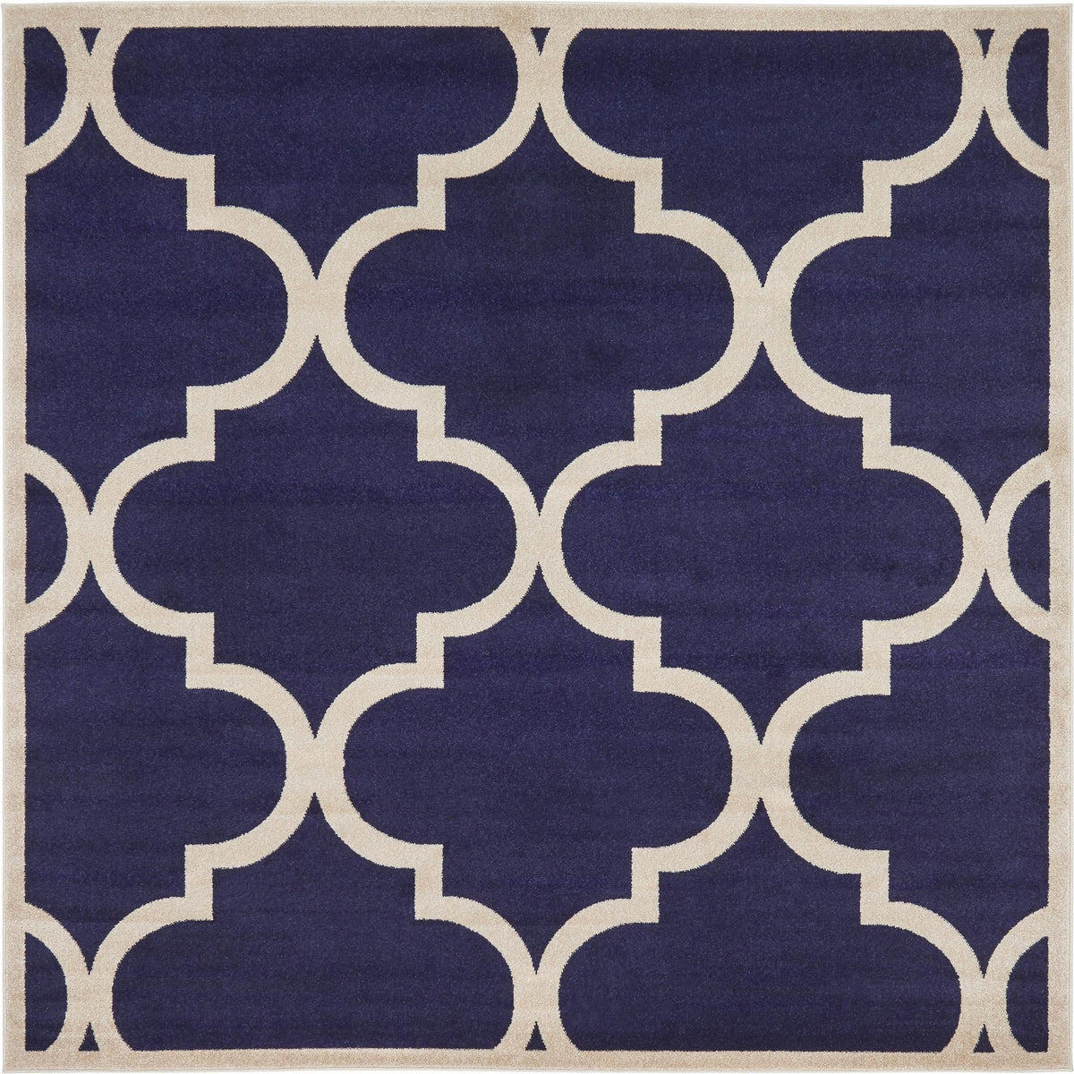 Lattice Gardens Collection Area Rug -  Espaliera Square Navy Blue  lifestyle 65