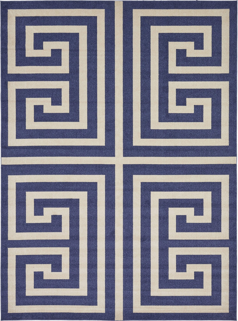 Aegean Labyrinth Collection Area Rug -  Mykonos Rectangle Navy Blue  lifestyle 3