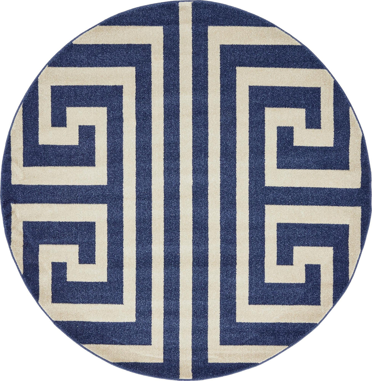Aegean Labyrinth Collection Area Rug -  Mykonos Round Navy Blue  lifestyle 47