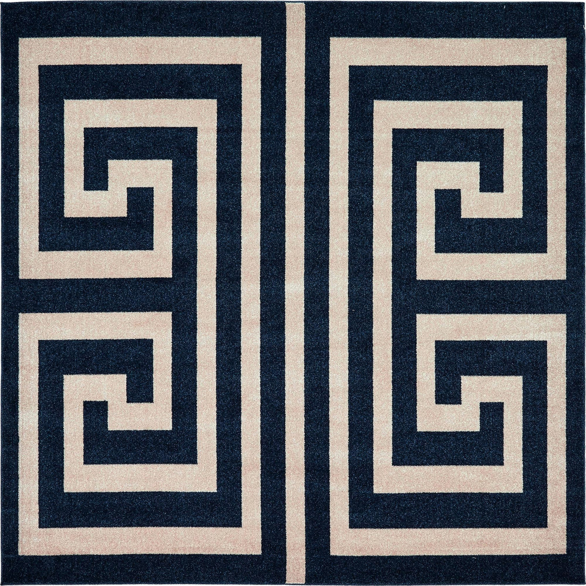 Aegean Labyrinth Collection Area Rug -  Mykonos Square Navy Blue  lifestyle 100