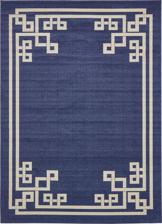 Aegean Labyrinth Collection Area Rug -  Rhodes Rectangle Dark Blue Main