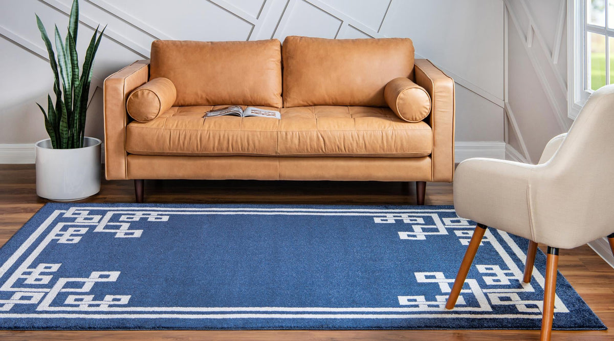 Aegean Labyrinth Collection Area Rug -  Rhodes Rectangle Dark Blue  lifestyle 10