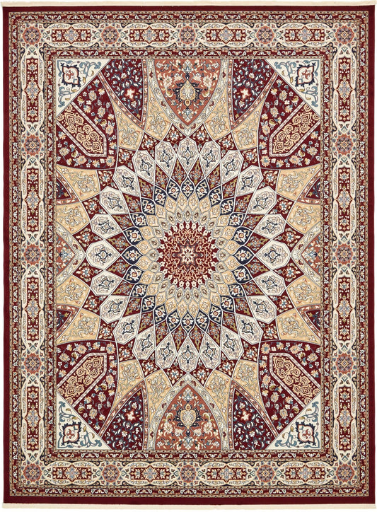 Persian Elegance Collection Area Rug -  Hamedan (Burgundy) Rectangle Burgundy  lifestyle 2