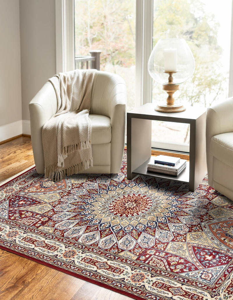 Persian Elegance Collection Area Rug -  Hamedan (Burgundy) Rectangle Burgundy  lifestyle 4