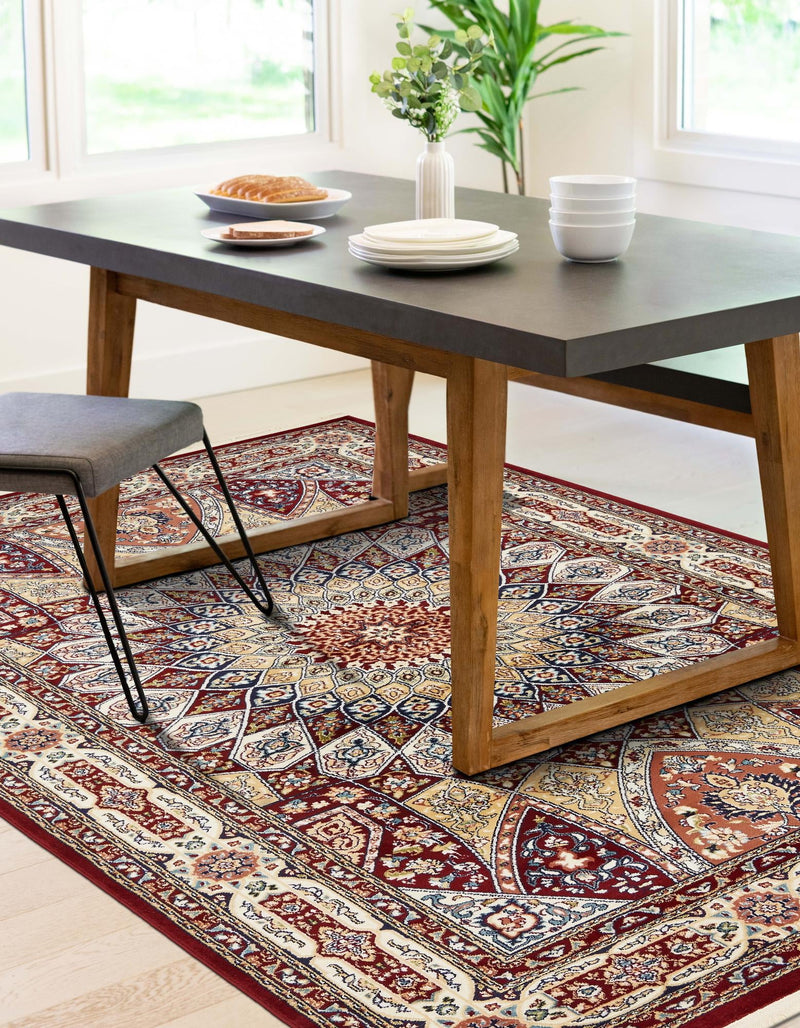 Persian Elegance Collection Area Rug -  Hamedan (Burgundy) Rectangle Burgundy  lifestyle 5