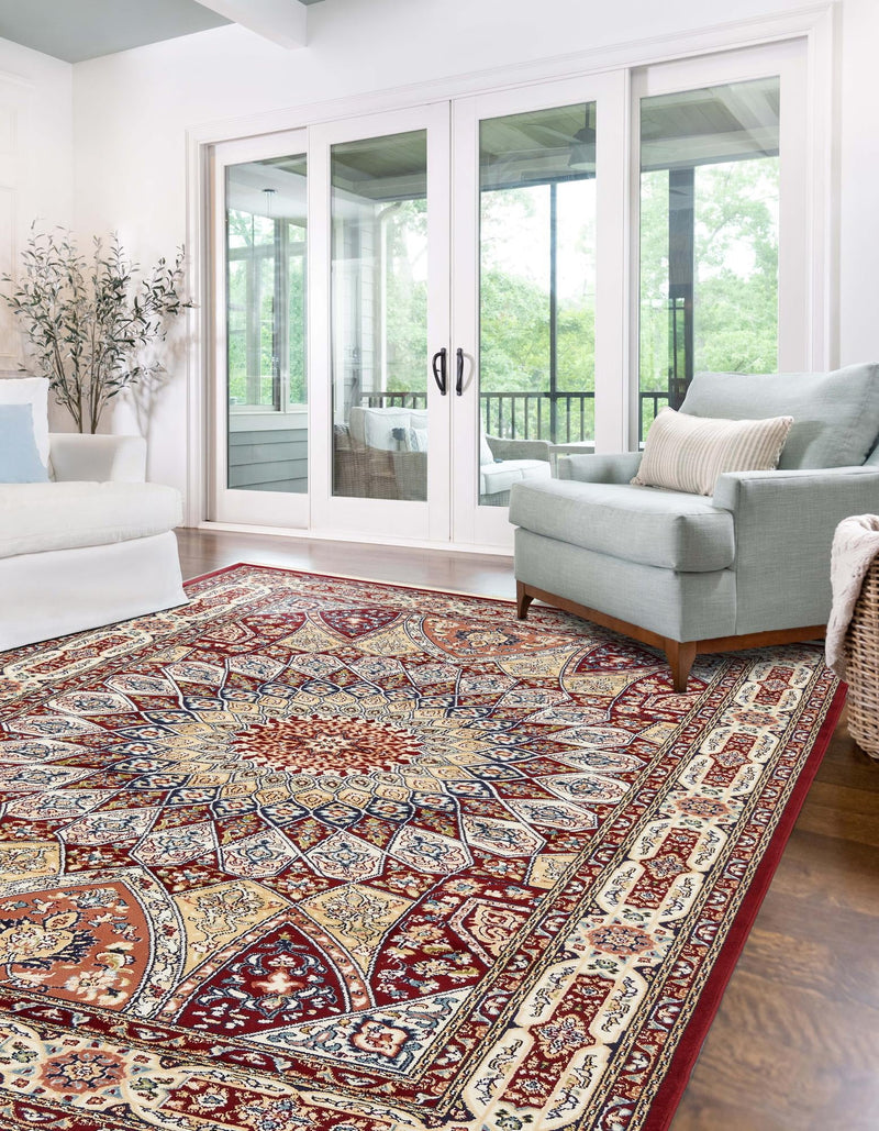 Persian Elegance Collection Area Rug -  Hamedan (Burgundy) Rectangle Burgundy  lifestyle 6