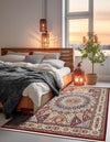 Persian Elegance Collection Area Rug -  Hamedan (Burgundy) Rectangle Burgundy  lifestyle 7