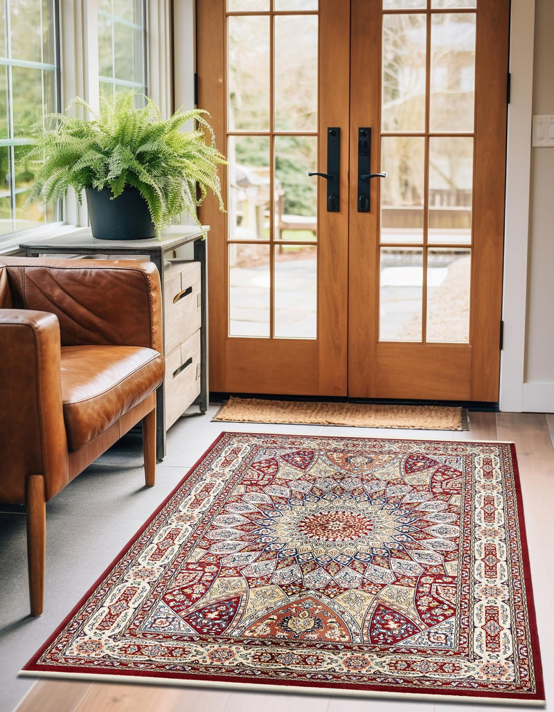 Persian Elegance Collection Area Rug -  Hamedan (Burgundy) Rectangle Burgundy  lifestyle 8