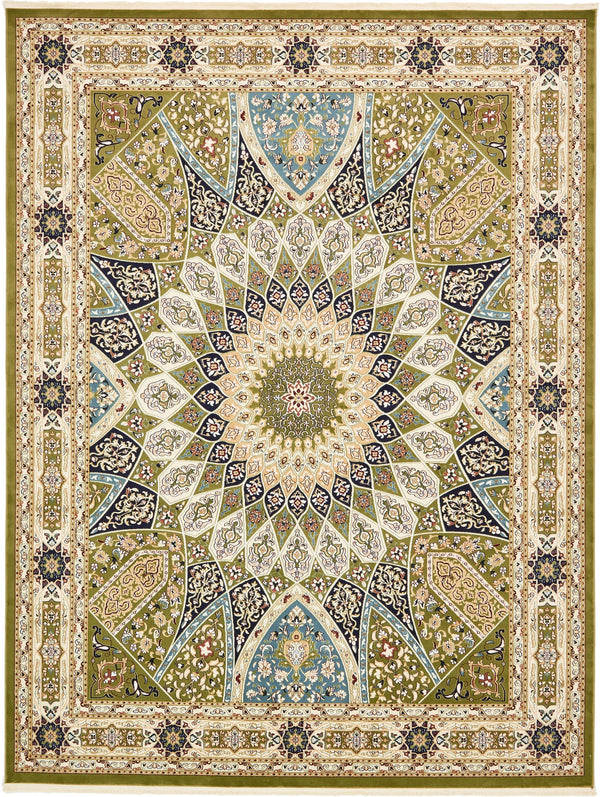 Persian Elegance Collection Area Rug -  Hamedan (Green) Rectangle Green Main