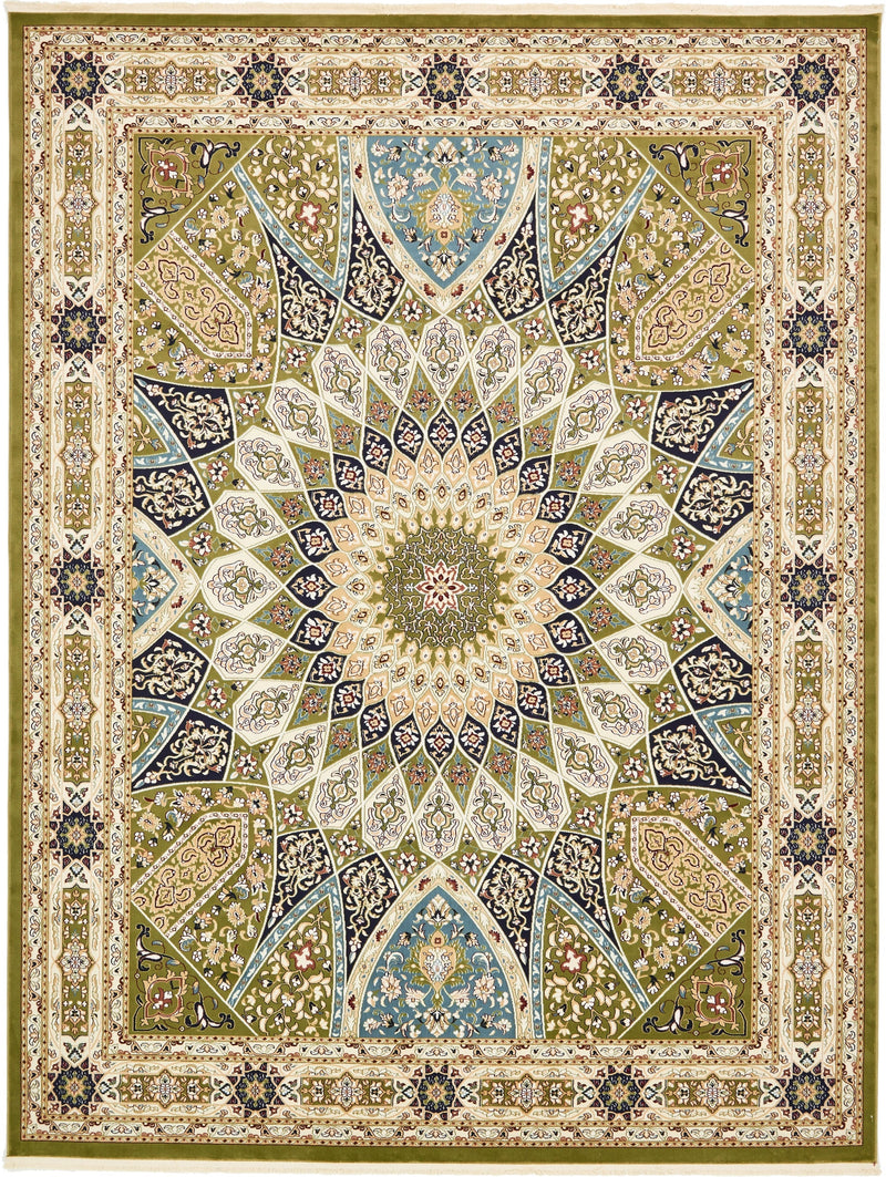 Persian Elegance Collection Area Rug -  Hamedan (Green) Rectangle Green Main