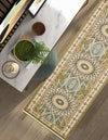 Persian Elegance Collection Area Rug -  Hamedan (Green) Runner Green  lifestyle 35