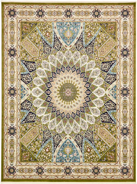 Persian Elegance Collection Area Rug -  Hamedan (Green) Rectangle Green  lifestyle 2