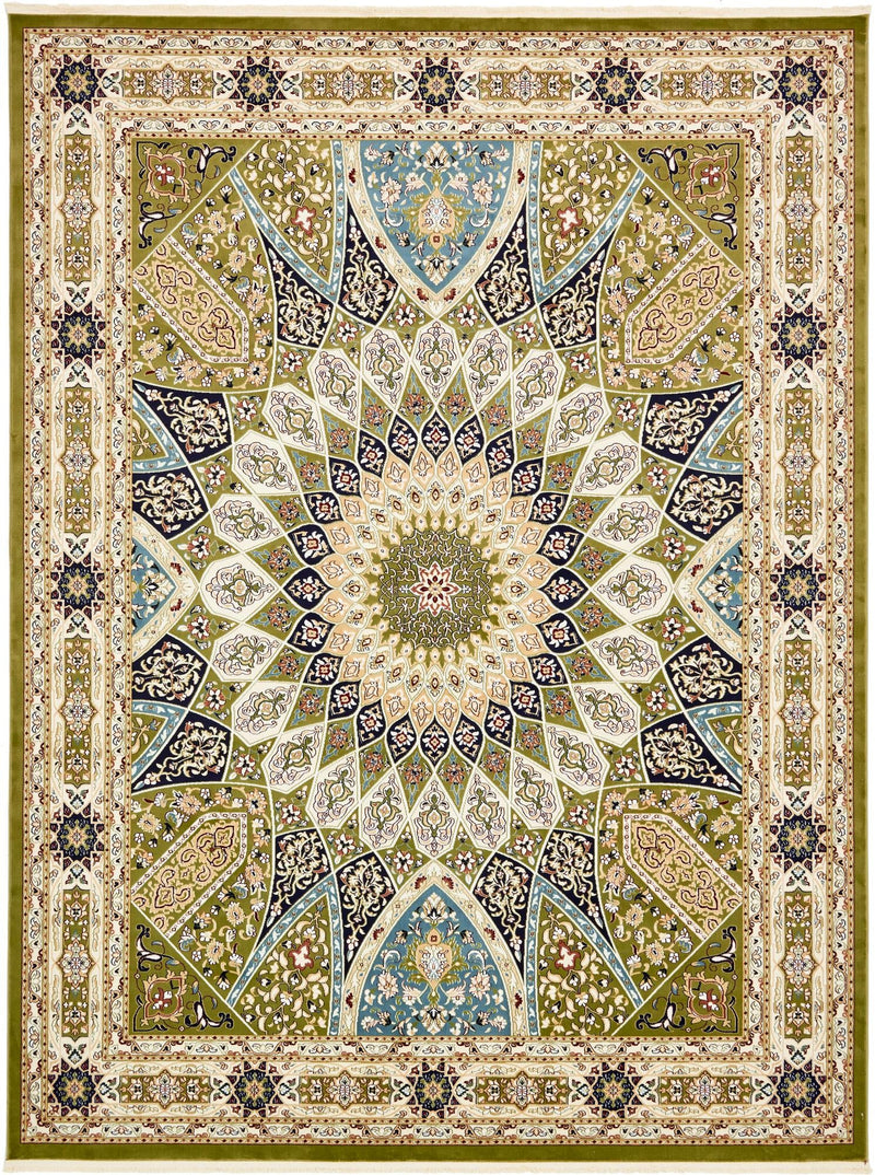 Persian Elegance Collection Area Rug -  Hamedan (Green) Rectangle Green  lifestyle 2