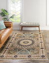 Persian Elegance Collection Area Rug -  Hamedan (Green) Rectangle Green  lifestyle 2