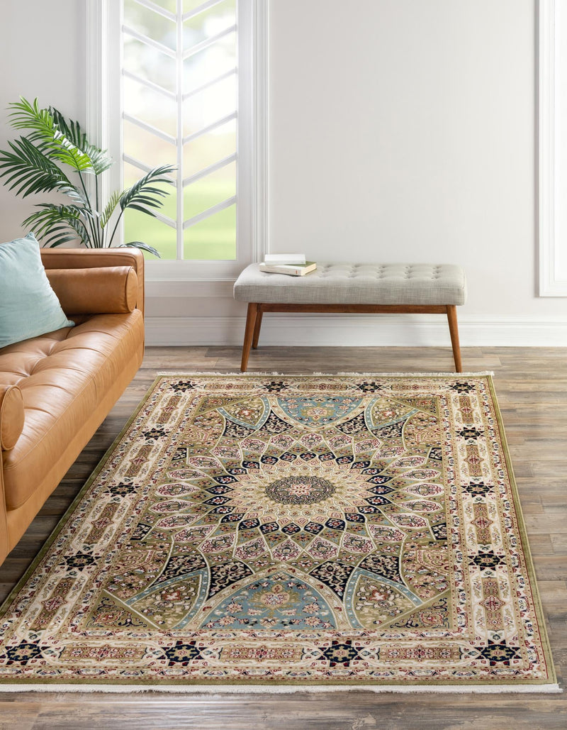 Persian Elegance Collection Area Rug -  Hamedan (Green) Rectangle Green  lifestyle 2