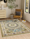 Persian Elegance Collection Area Rug -  Hamedan (Green) Rectangle Green  lifestyle 3