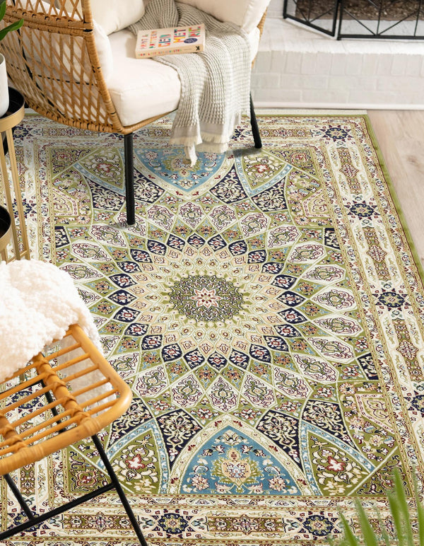 Persian Elegance Collection Area Rug -  Hamedan (Green) Rectangle Green  lifestyle 4