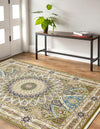 Persian Elegance Collection Area Rug -  Hamedan (Green) Rectangle Green  lifestyle 5