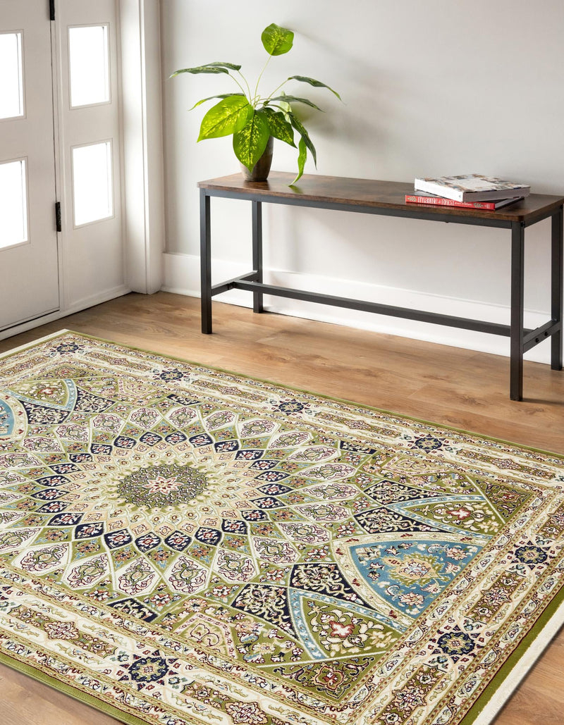 Persian Elegance Collection Area Rug -  Hamedan (Green) Rectangle Green  lifestyle 5