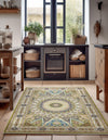 Persian Elegance Collection Area Rug -  Hamedan (Green) Rectangle Green  lifestyle 9