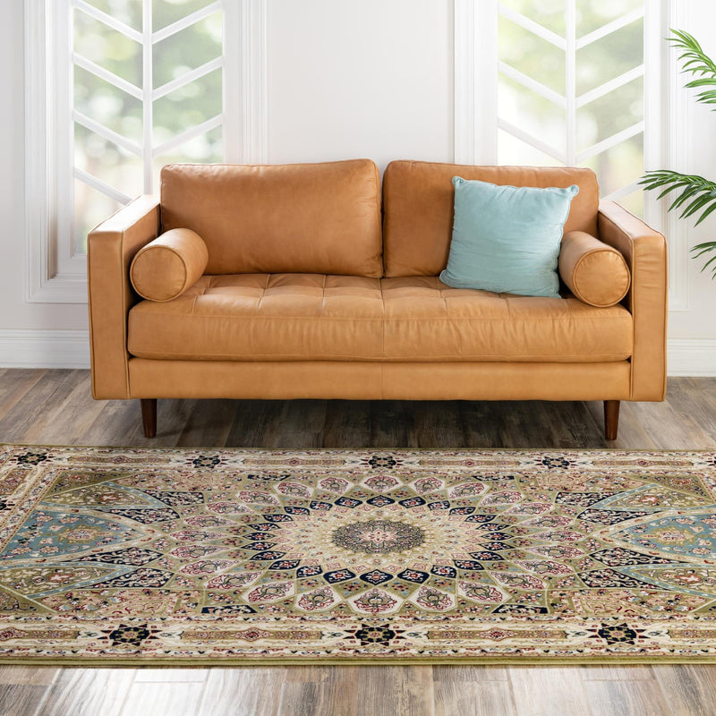 Persian Elegance Collection Area Rug -  Hamedan (Green) Rectangle Green  lifestyle 14