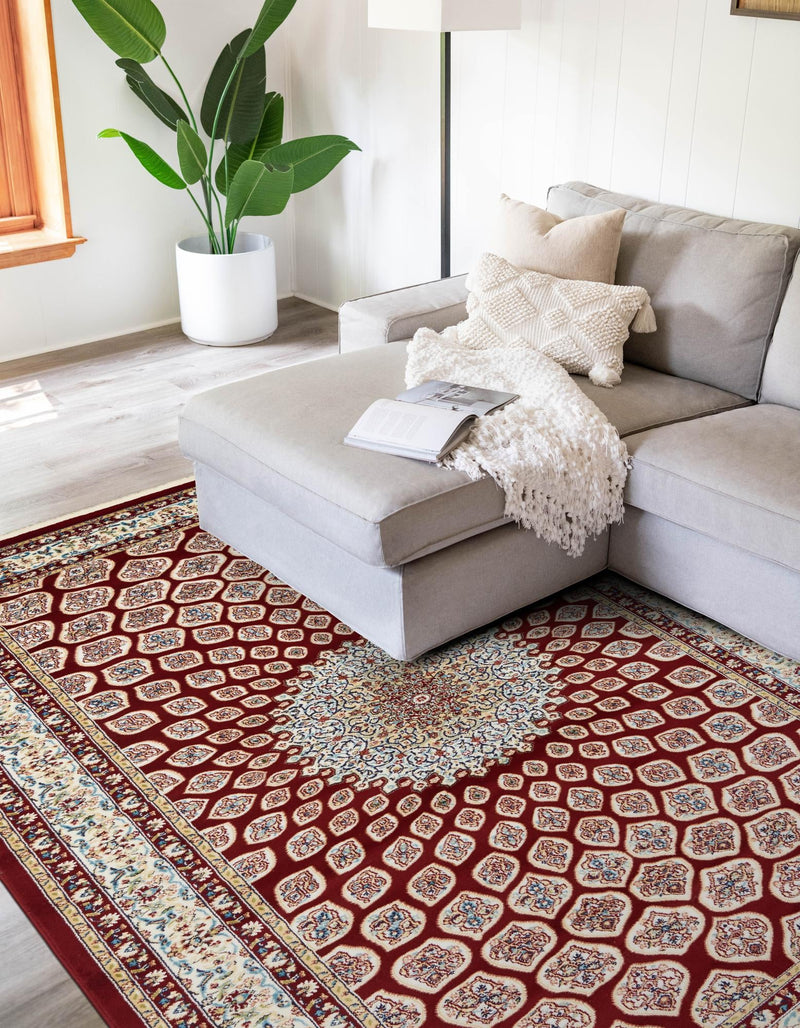 Persian Elegance Collection Area Rug -  Zanjan Rectangle Burgundy  lifestyle 58