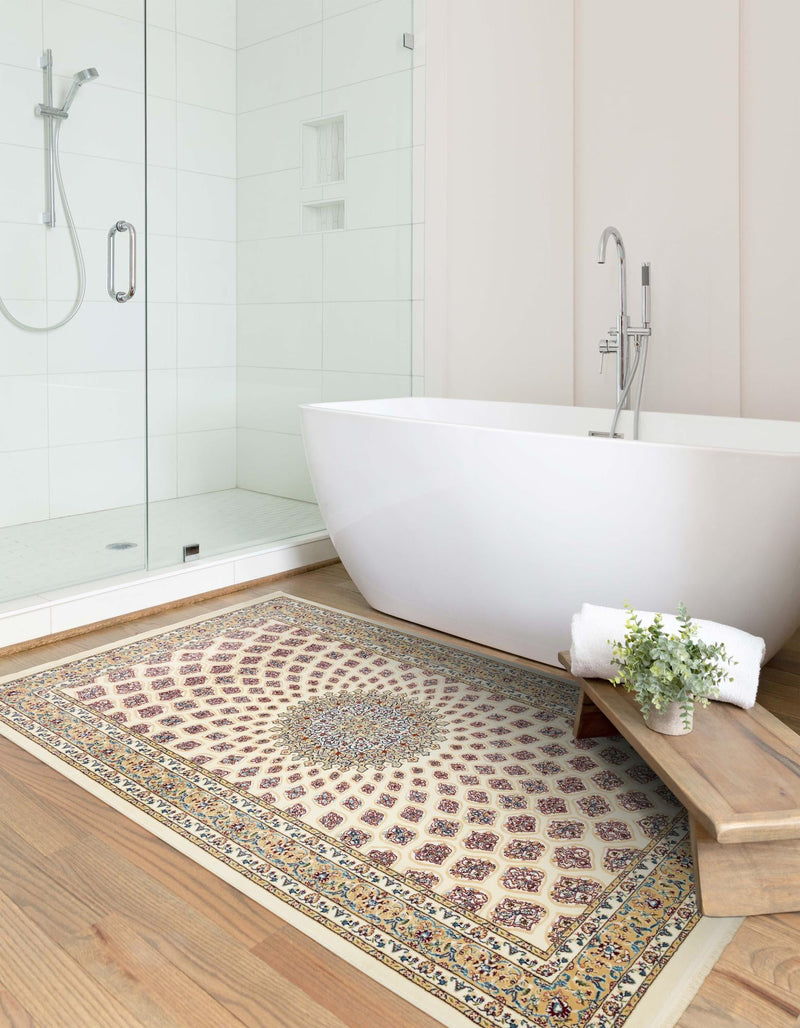 Persian Elegance Collection Area Rug -  Zanjan Rectangle Ivory  lifestyle 59