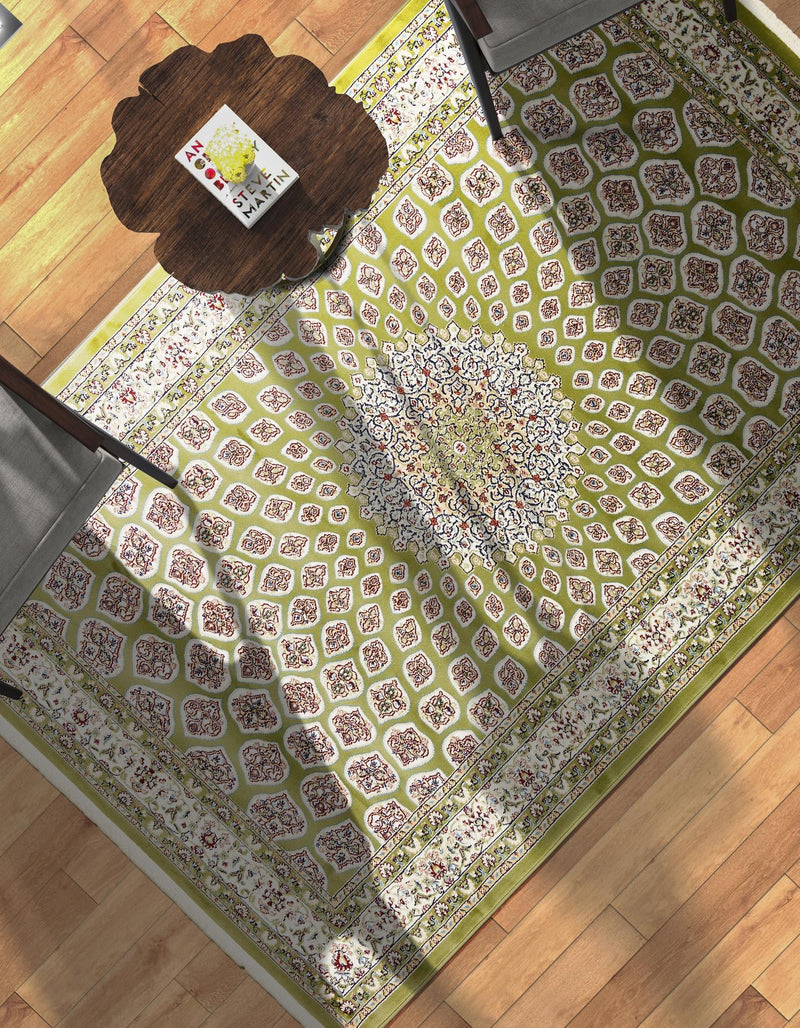 Persian Elegance Collection Area Rug -  Zanjan Rectangle Green  lifestyle 60