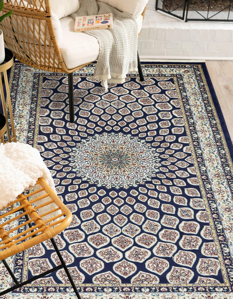 Persian Elegance Collection Area Rug -  Zanjan Rectangle Navy Blue  lifestyle 62