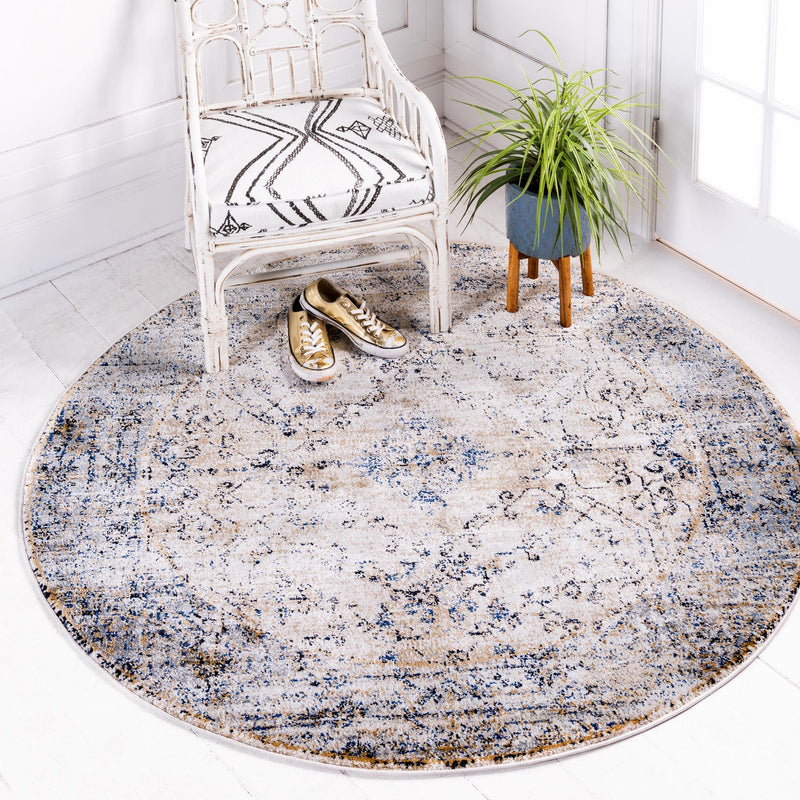 Charleston Elegance Collection Area Rug -  Folly Round Cream  lifestyle 8
