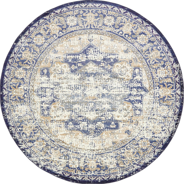 Charleston Elegance Collection Area Rug -  Summerville Round Blue  lifestyle 4