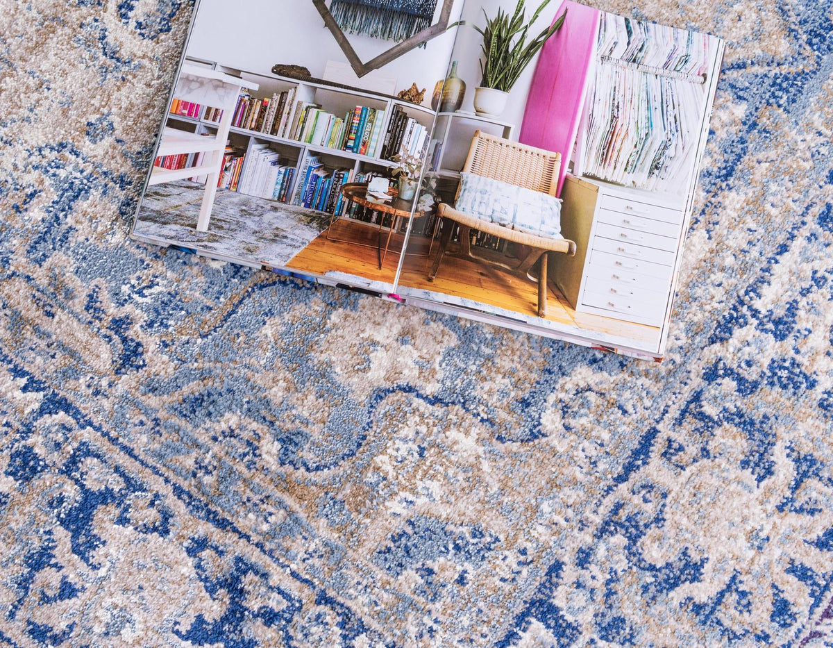 Charleston Elegance Collection Area Rug -  Summerville Round Blue  lifestyle 28
