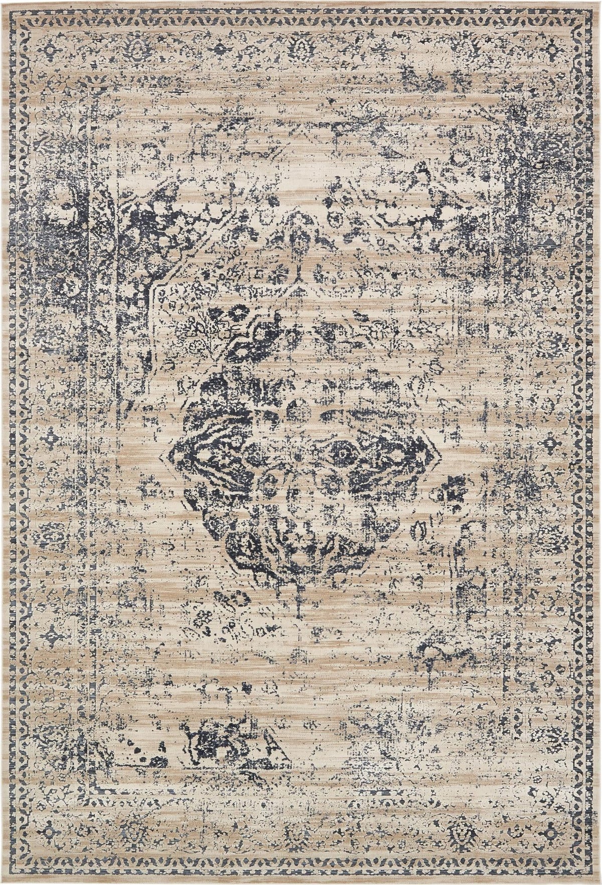 Coastal Manor Collection Area Rug -  Dunes Rectangle Dark Blue Main