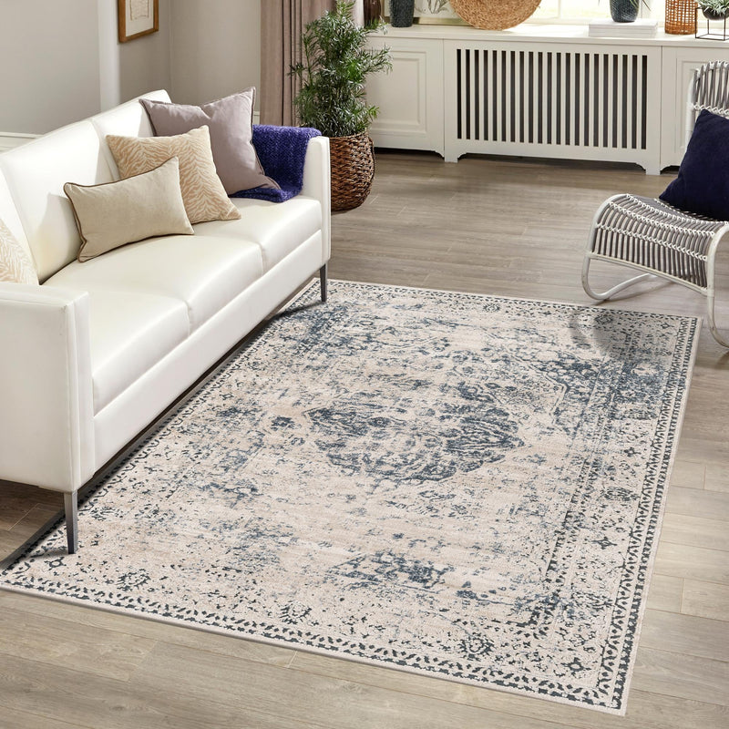 Coastal Manor Collection Area Rug -  Dunes Rectangle Dark Blue  lifestyle 22
