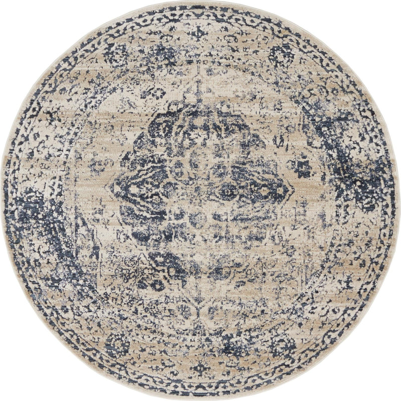 Coastal Manor Collection Area Rug -  Dunes Round Dark Blue  lifestyle 25