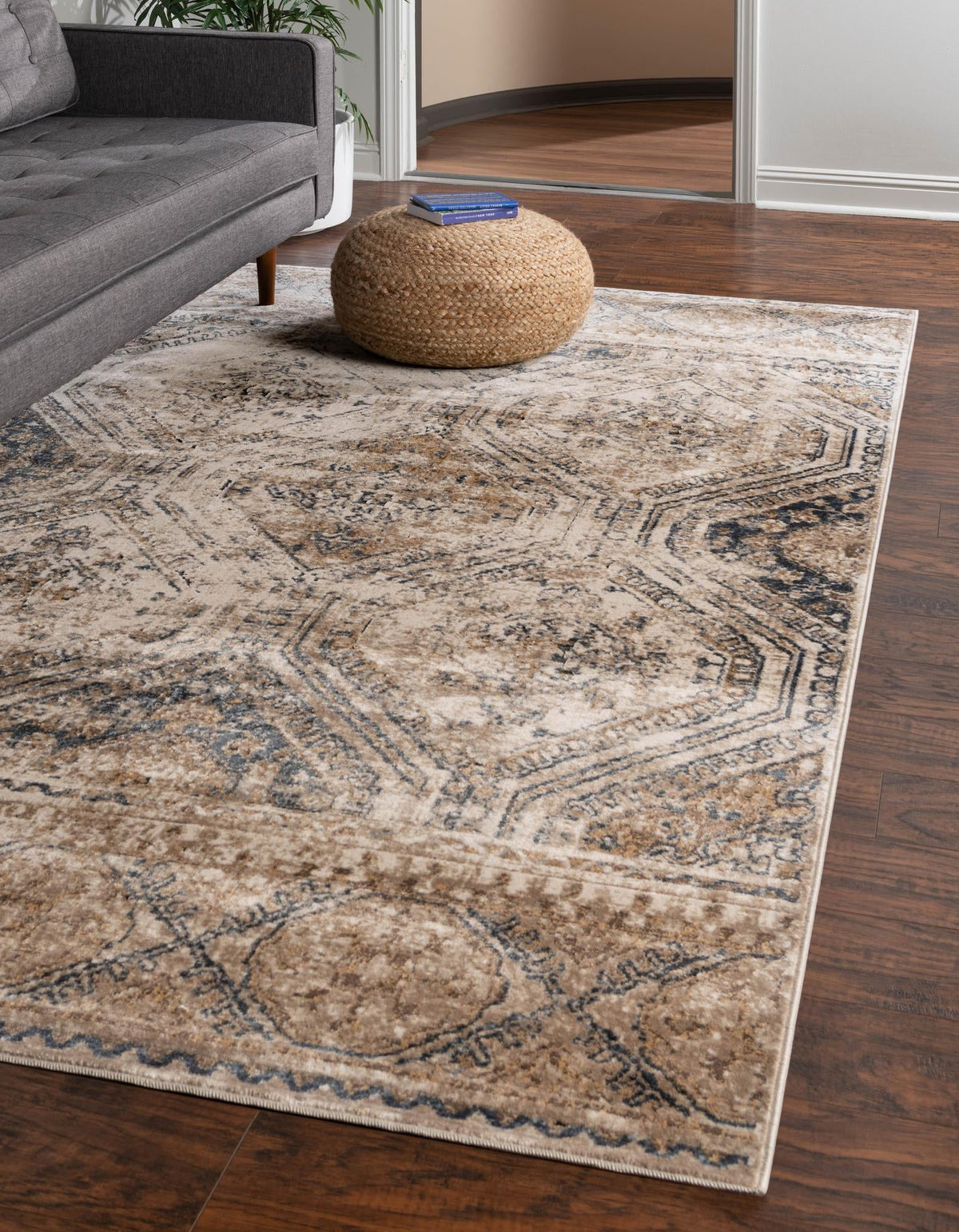 Coastal Manor Collection Area Rug -  Oceanfront Rectangle Blue Beige  lifestyle 2