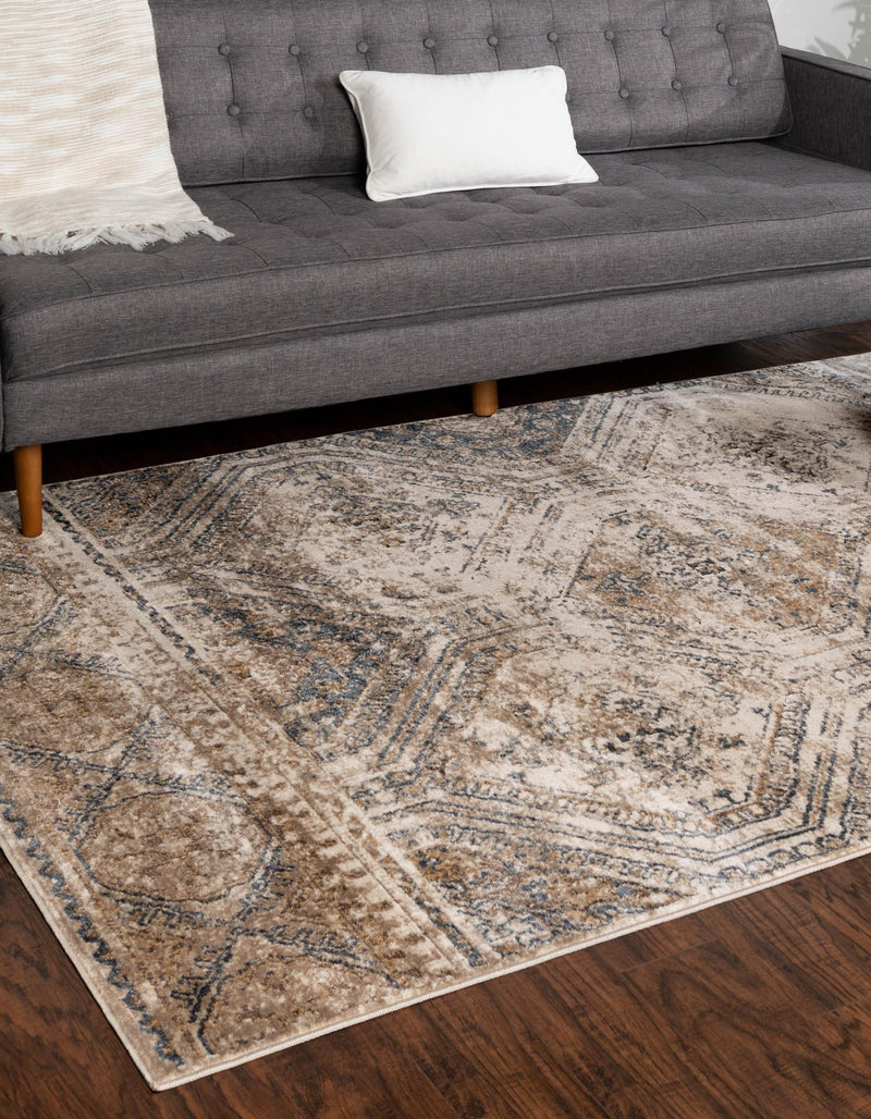 Coastal Manor Collection Area Rug -  Oceanfront Rectangle Blue Beige  lifestyle 3