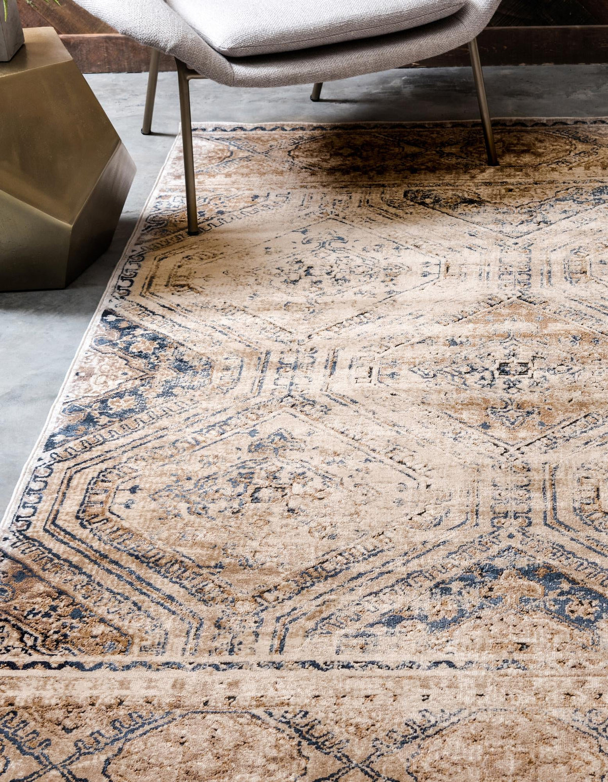 Coastal Manor Collection Area Rug -  Oceanfront Rectangle Blue Beige  lifestyle 4
