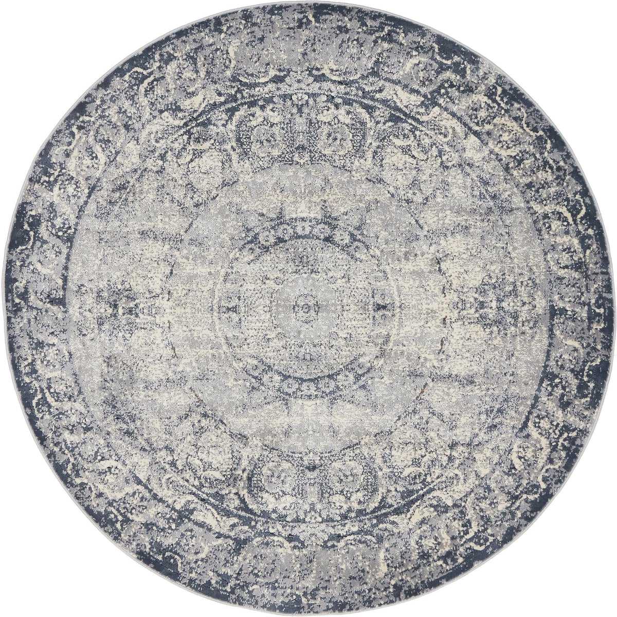 Coastal Manor Collection Area Rug -  Sailview Round Dark Blue  lifestyle 15