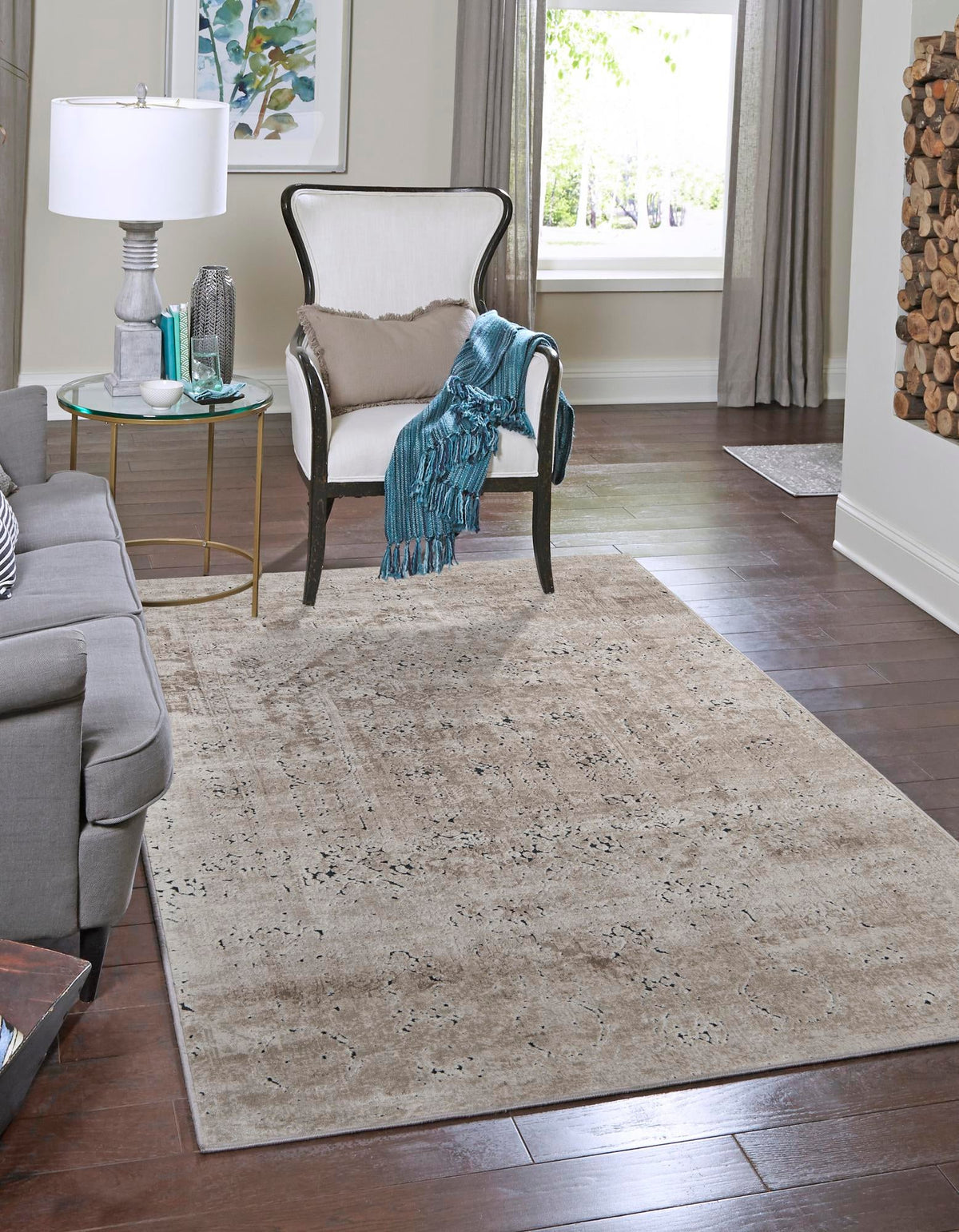 Coastal Manor Collection Area Rug -  Wavecrest Rectangle Beige  lifestyle 4