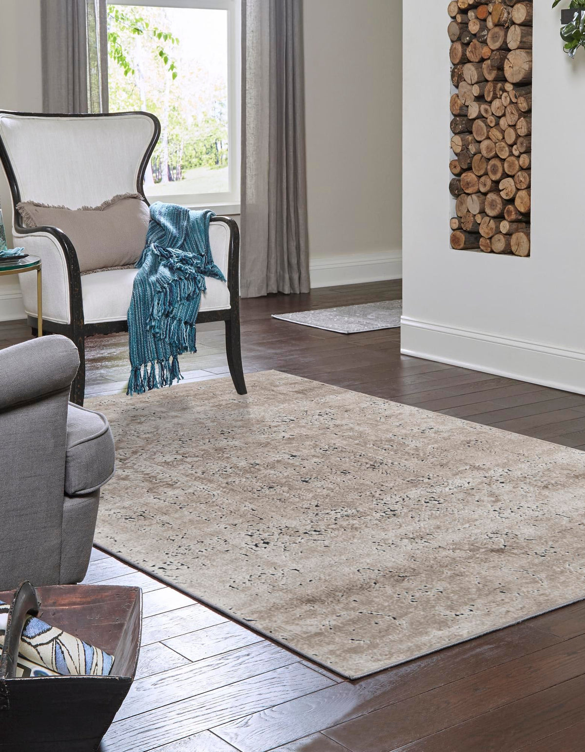 Coastal Manor Collection Area Rug -  Wavecrest Rectangle Beige  lifestyle 6