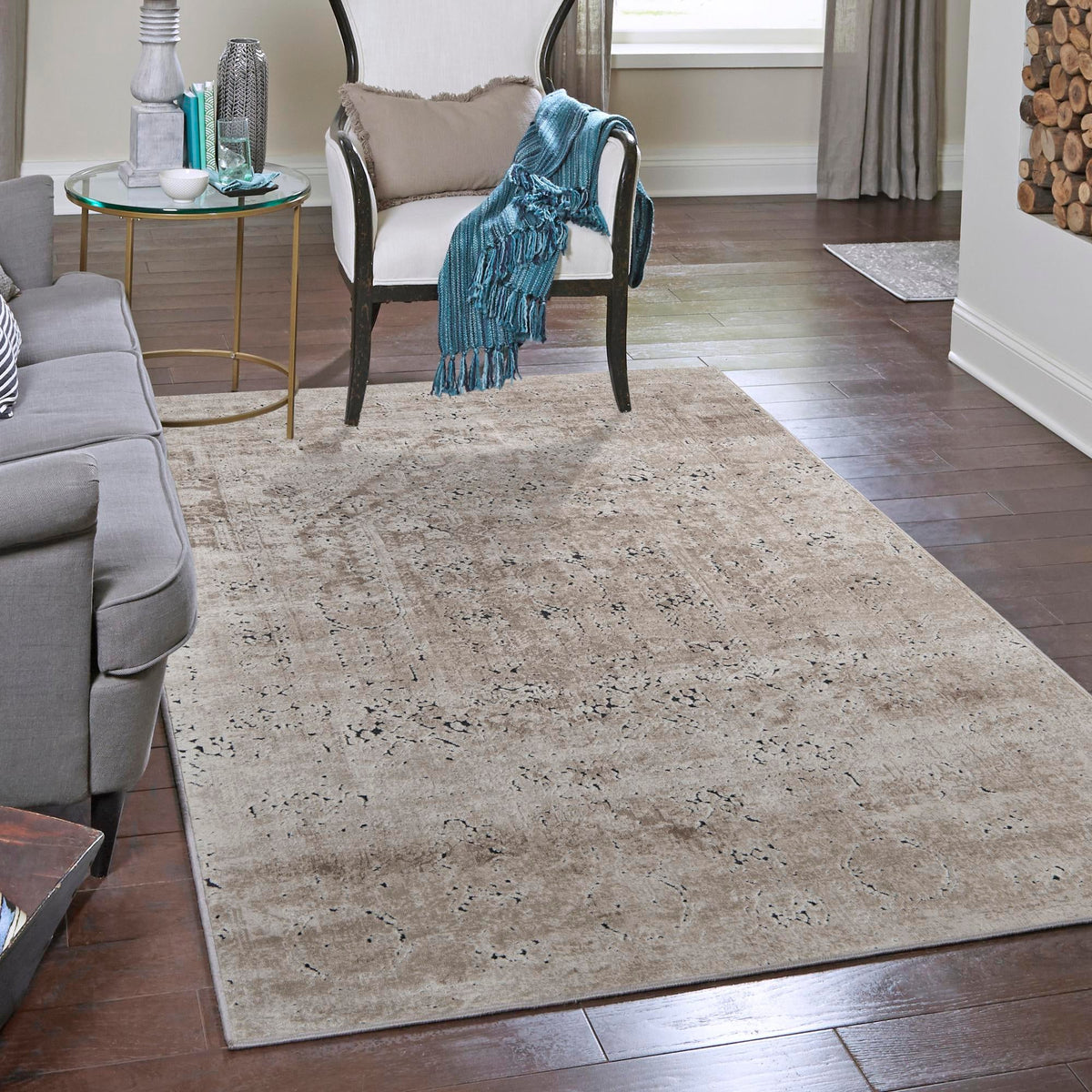 Coastal Manor Collection Area Rug -  Wavecrest Rectangle Beige  lifestyle 32