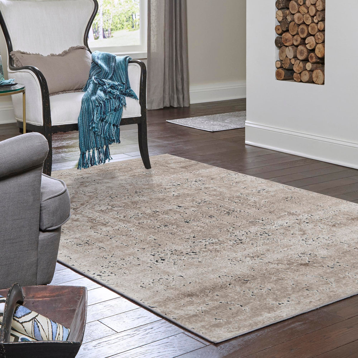Coastal Manor Collection Area Rug -  Wavecrest Rectangle Beige  lifestyle 34