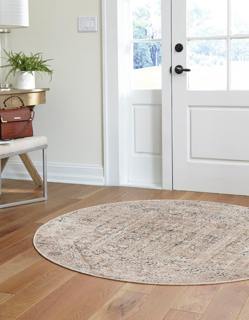 Coastal Manor Collection Area Rug -  Wavecrest Round Beige  lifestyle 72