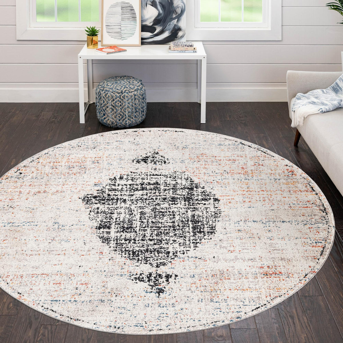 Coastal Manor Collection Area Rug -  Wavecrest Round Beige  lifestyle 78