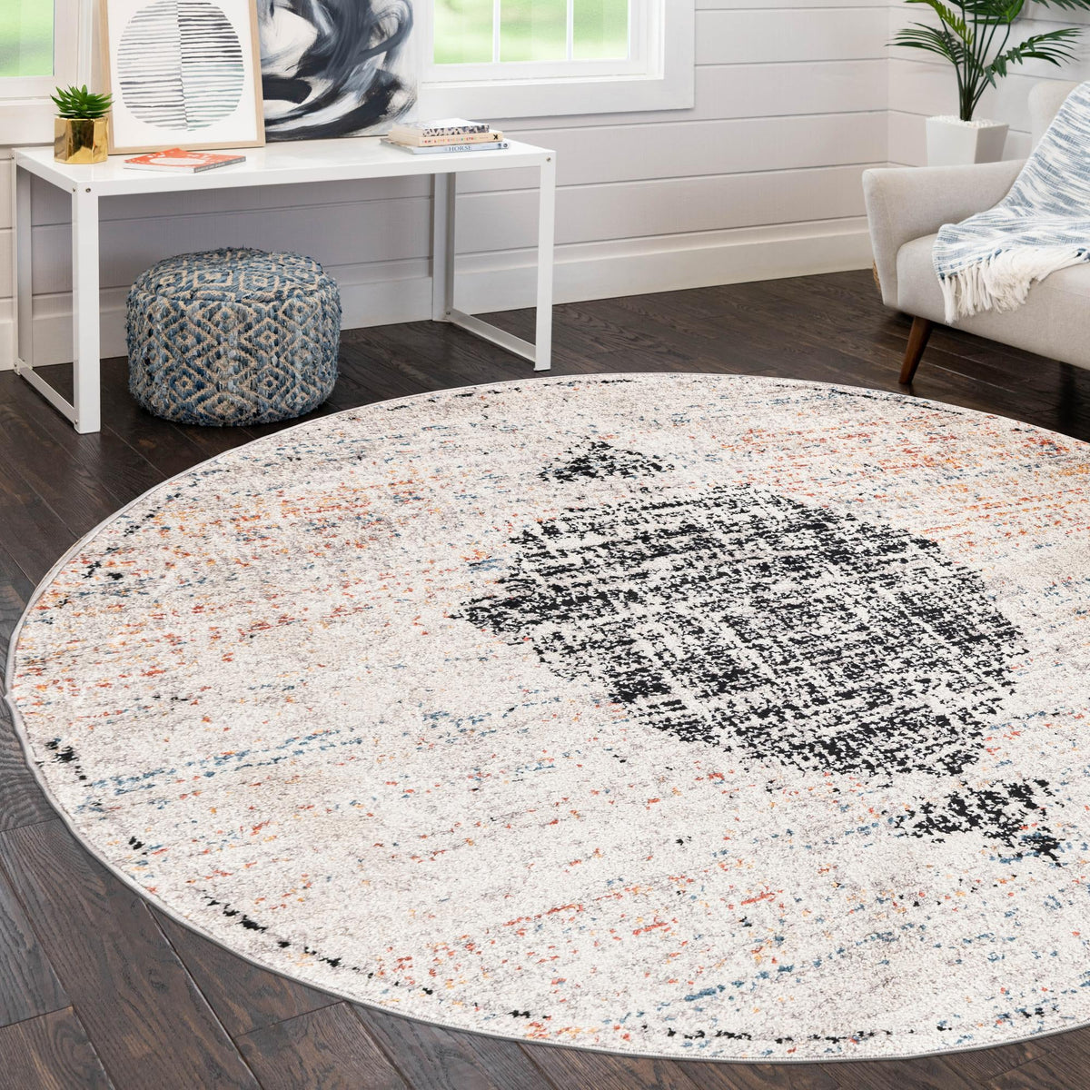 Coastal Manor Collection Area Rug -  Wavecrest Round Beige  lifestyle 83